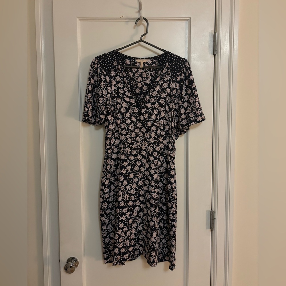 Silk floral dress from Rebecca Taylor in navy and pink